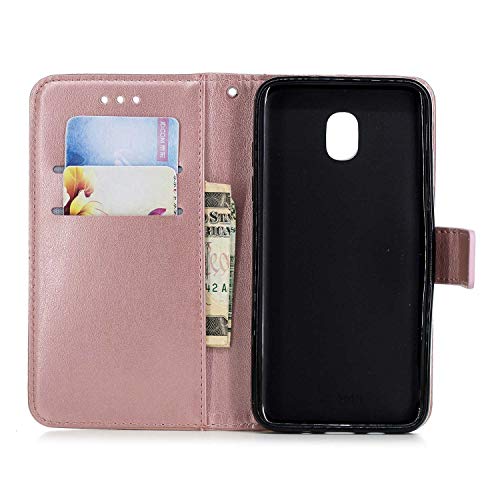 Case Galaxy J3 2018, Bear Village Leather Embossed Design Case with ID & Credit Card Pockets, Wallet [Wrist Strap] Stand Cover for Samsung Galaxy J3 2018 (#2 Pink) - Thumbnail 4