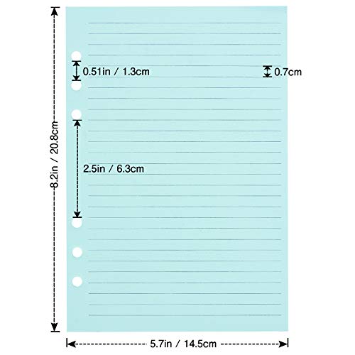 Lined Refill Paper, 3 Pack Colored Ruled Pages for A5 Refillable 6Ring