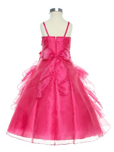 DressForLess Exquisite Organza Ruffles Overlay Pageant Party Holiday Flower girl Dress, Fuchsia, 18