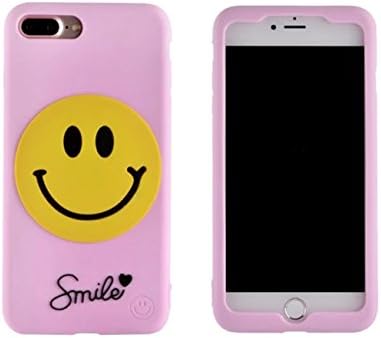 iPhone7 Plus Case,iPhone7 Plus Emoji Smile Silicone Case,Goodaa Cute Lovely Emoji Smile Pattern Cover Soft Silicone Case For iPhone7 Plus(Pink)