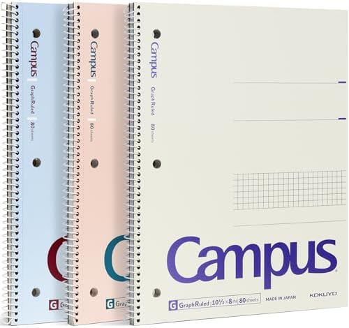 グクミン、ノート Kokuyo Campus notebook grid ruled Twin Ring A4 40 sheets scan