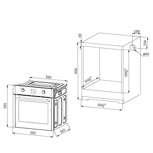 Autarkes Herdset | Backofenset: 60cm Einbaubackofen EB8005ED + 59cm Kochfeld KFS59RL | Pizzafunktion | Grill | Umluft | Heißluft | Kindersicherung | SET8005KFS – Bild 4