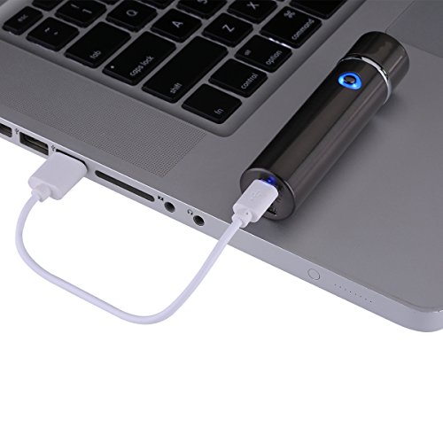 Electric Lighter USB Rechargeable, Acetek Electronic Double Arc Beam Cigarette Plasma Lighter Flameless Windproof No Gas, Metal Body, Gift Box (Grey))