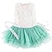 Kids Girls Princess Party Rose Flower Lace Ruffled Layered Tutu Skirt Dress 2-7y (6-7 Years, Geen)