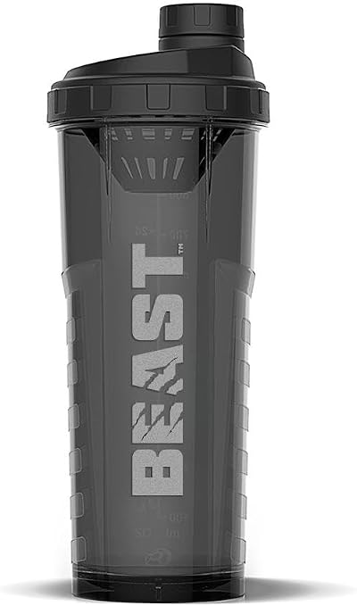 Alpha Designs Beast Protein Shaker Bottle 1L Black Leakproof Cap