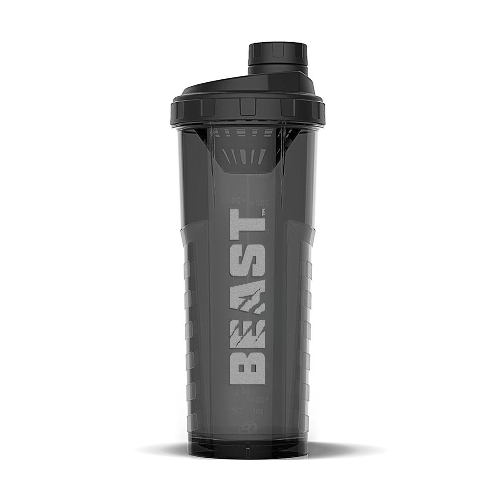 Alpha Designs Beast Protein Shaker Bottle 1L - 1000ml Gym Bottle for Protein Shakes - Leakproof Screw Cap - Black