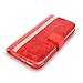 Galaxy S6 Edge Plus Case, Cellularvilla [Diamond Jewel] [Card Slots] Embossed Flower Design Premium Pu Leather Wallet Case Flip Cover for Samsung Galaxy S6 Edge Plus / S6 Edge+ (Red)