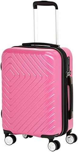 AmazonBasics Geometric Travel Luggage Expandable Suitcase Spinner with Wheels and Built-In TSA Lock, 21.7-Inch – Pink