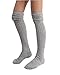 STYLEGAGA Winter Slouch Top Over The Knee High Knit Boot Socks (One Size:XS to M, Slouch Top_Gray)