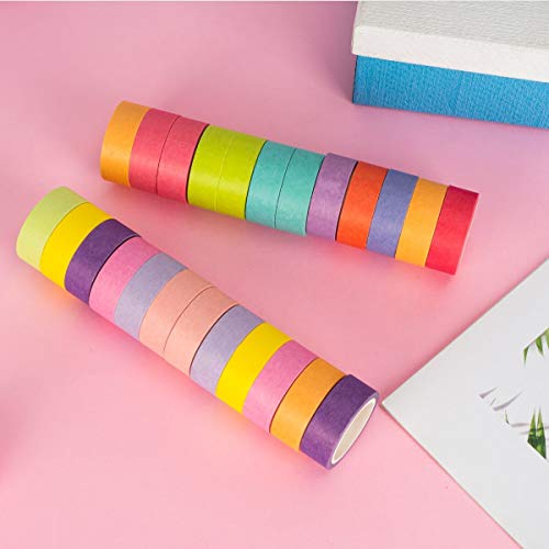 60 Rolls VVA Washi Masking Tapes | 15mm Wide Colorful Decorative Masking DIY Tapes for Crafts Scrapbook Gifts Warpping (1.5cm X 5m)