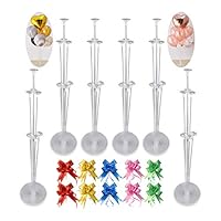 Balloon Sticks Stand Floor-YAWOOYA 6 Pack Clear Table Desktop Balloon Holder Accessories Column Stand Stick Kits for Party Festivals Anniversary Decoration