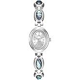 FANMIS Gold Tone Watches for Women with Small Vintage Bracelet Elegant Jade Oval Dial Dress Watch Fashion Quartz Wrist Watch Waterproof Watch