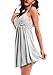 Women Lace Lingerie Sleepwear Chemises V-Neck Full Slip Babydoll Nightgown Dress Gray XL