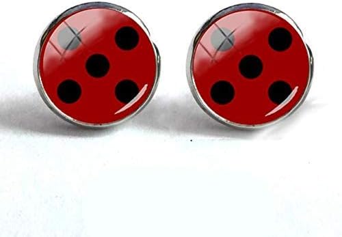 New Arrival Miraculous Ladybug Stud Earring Glass Round Dome Cartoon Earring