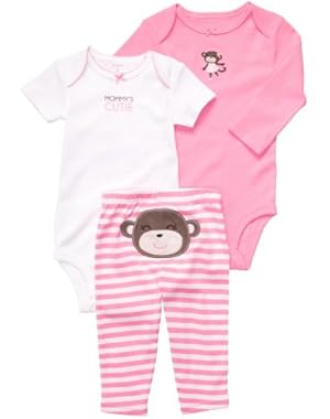 Pink Monkey 3 Piece Pant Set 3 Months