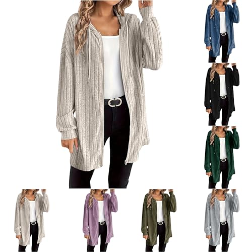 Cardigans for Women Women's Cardigans Soft Lightweight Knit Sweater Oversized Zip Up Plain Long Open Front Cardigan Fall Winter Spring Jumper Ladies White
