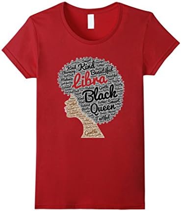 Womens Libra Queen Zodiac Birthday Afro T-Shirt for Black Women Medium Cranberry