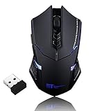   FarSight 2.4G Wireless Gaming Mouse, LED Backlight,2400DPI 5 Adjustable DPI Mice, 6 Programmable Buttons for Gamer PC, Laptop, Notebook, Computer, Macbook,Black 