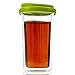 Princeton Wares Tea Tumbler Travel Mug Cup Double Wall Insulated Borosilicate Glass Large 14 Ounces For To Go Coffee, Tea Hot Drinks Includes BPA-Free Silicon Travel Lid (Bright Green)