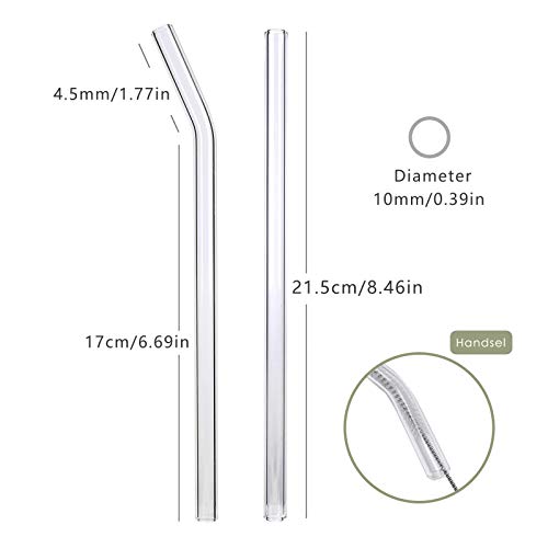 Glas Strohhalme Wiederverwendbar - 6 Glasstrohalme Gerade & 6 Glasstrohalme Gebogene 21,5cm Trinkhalme Glas… – Bild 3