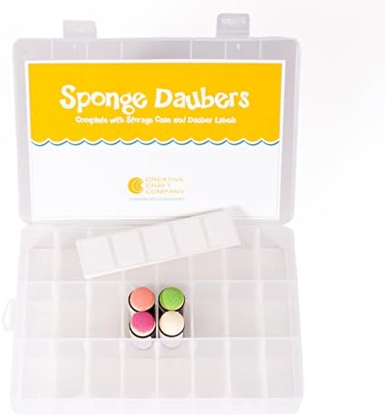 Creative Craft Company Craft Storage Case - Includes 4 Sponge Daubers with Labels - Removable Grids