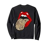 Red Lips Leopard Tongue Cheetah Animal Print Trendy Graphic Sweatshirt