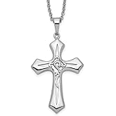 Gem And Harmony Abide In Him Cross Pendant Necklace in Sterling Silver with Chain