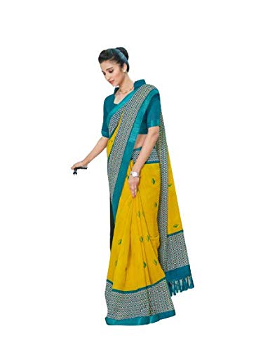 womens cotton saree with unstitched blouse piece [Uniform 8]