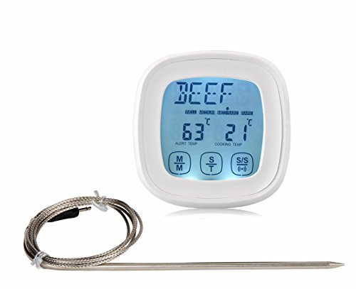 Androra Touchscreen Oven Meat Thermometer & Timer Accurate Digital Best Grill Cooking Thermometers With Probe,Best Cooking Thermometer For Kitchen Oven Grilling Candy Food And Smoker