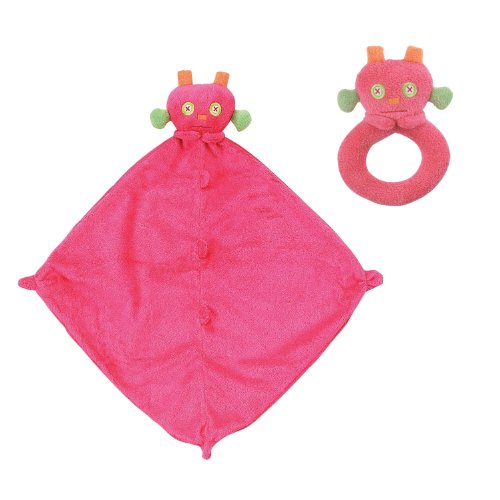 Angel Dear Blankie and Ring Rattle Set (Fuchsia Robot)