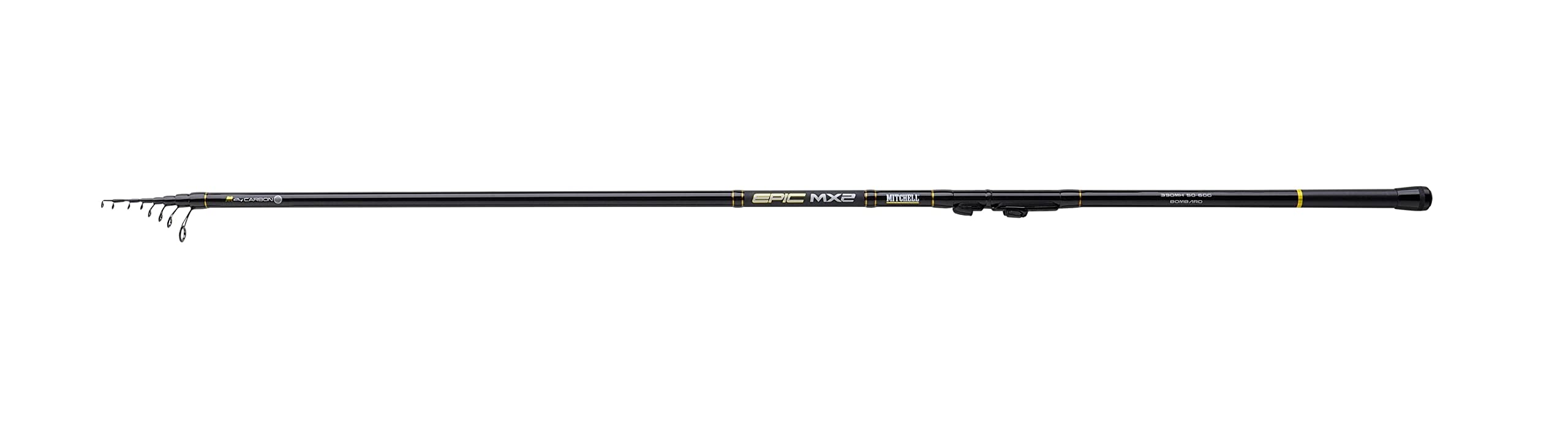Mitchell Epic MX2 Bombard Fishing Rod | Lightweight Long-Distance Casting Rod for Sea & Freshwater | Carbon Construction | Ideal for Mackerel, Bass, Pike & Surf Fishing | Black/Gold, 3.9m | 20-60g