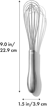 OXO Steel Whisk 22.5 cm Narrow Stainless Wires Brushed Handle view 3
