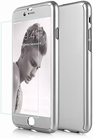 iPhone 6 Plus Case, DecaStars [Ultra-thin Series] 2-in-1 Full-body Protective Back Cover [Slim Fit] with Tempered Glass Screen Protector for Apple iPhone 6 / 6s Plus Case 5.5" - Silver