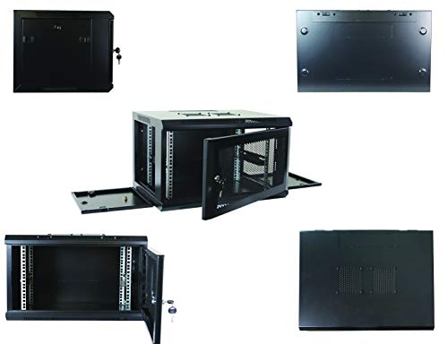 6U Professional Wall Mount Network Server Cabinet Enclosure 19-Inch Server Network Rack with Vented Door 16-Inches Deep Black (Fully Assembled)
