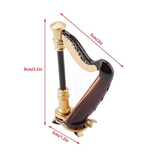 idalinya Wood Collectible 4in Wooden Miniature Harp Replica with Gift Case Instrument Model Musical Gifts Ornaments