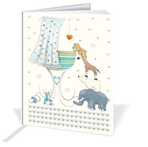 Quire Collections A4 Casebound Memory "New Baby" Book Blue - 60 Sheets = 120 Pages - Size - 297mm x 210mm