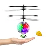 ZOHULU RC Flying Ball, Kids Toys RC Infrared Induction Drone Flying Toys Ball Hand Suspension Helicopter Built-in Shining LED Lighting Colorful Flying Mini Toy Balls for Kids, Teenagers and Adults Gif