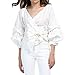 AOMEI Women Spring Summer Blouses with Puff Sleeve Sashes Shirts Tops