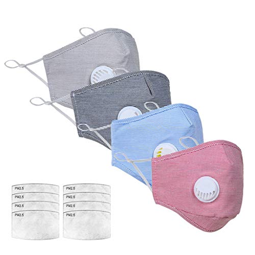 Wendeyipi 4PCS Face Bandanas Cotton with 8PCS F-i-lter Replaceable F-i-lters Dustproof Face Health Covering for Adults