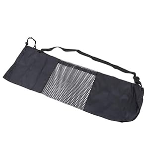 Fd.Gomdn Black Yoga Mat Bag with Adjustable Carrying Strap Mesh Pilates Yoga and Exercise Yoga Mat Carrying Bag for Men Women