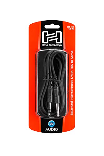 Hosa CSS-110 1/4" TRS to 1/4" TRS Balanced Interconnect Cable, 10 Feet