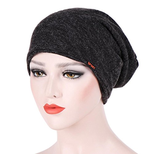 Deesee(TM)Men and Women Stretch Turban Hat Hair Pure Color Loss Head Scarf Wrap (Gray)