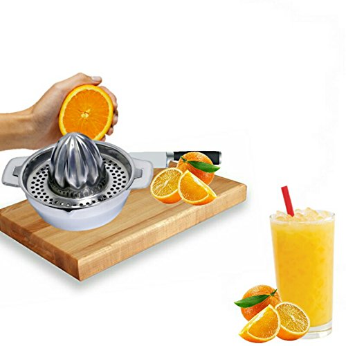Lu Cucina Citrus Juicer & Strainer - Stainless Steel - Make Your Own Orange - Grapefruit - Lemon & Fruit Juices - 13.5oz Capacity