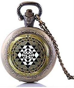 Sri Yantra Pocket Watch Necklace, Sacred Geometry Yoga Pendant, Spiritual Yoga Jewelry, Buddhist Mandala Necklace