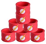 Justice League Superhero Slap Bracelet for Kids Boys & Girls Birthday Party Supplies Favors (7 Pack The Flash)