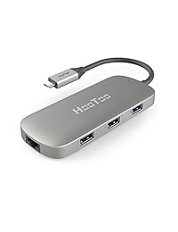 HooToo USB C Hub, 6 en 1 USB C adaptador con Ethernet, HDMI, 100 W de suministro de energía, 3 puertos USB C adaptador de red para MacBook Pro y tipo C Windows portátiles   gris, Gris
