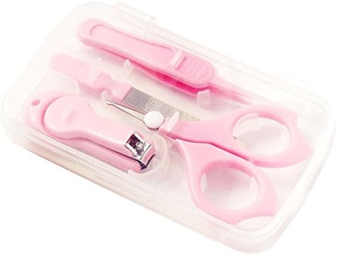 Goodsland 2color 赤ちゃん 爪切りセット 爪やすり 爪切り ハサミ 新生児 4点セット 鼻 耳 ネイルケア ネイルケアセット ピンセット ケース付き Gd Babcare Pk