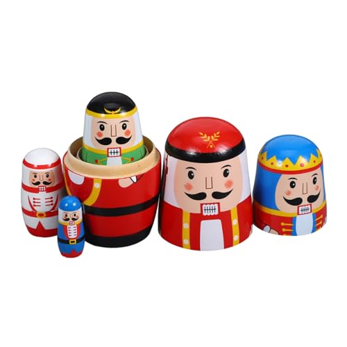 HOLIDYOYO 1 Set Nutcracker Nesting Dolls Handmade Russian Dolls Matryoshka for Christmas Decoration Multi Stackable Design Fun Desktop
