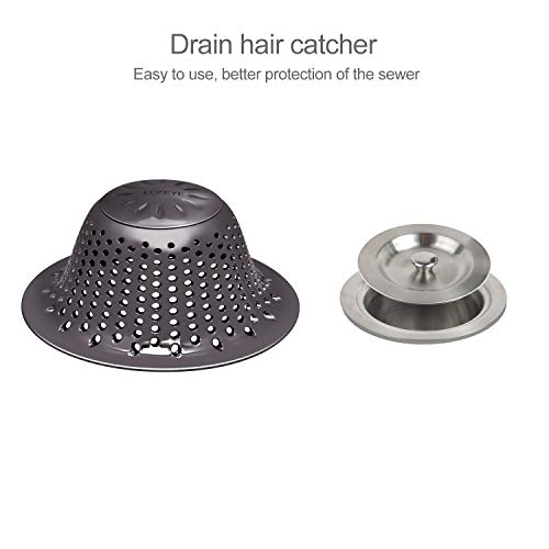 LEKEYE Bathroom Shower Drain Hair Catcher/Stainless Steel Drain Protector/Hair Trap, Strainer, Cover, Filter, Bath Accessories/Tall Dome Shape/Good Grip/for Pop-up & Regular Flat Drains-Black