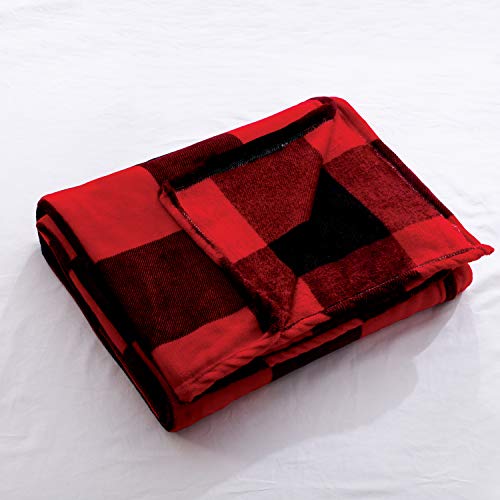 Red Black Buffalo Plaid Throw Blanket Sofa Couch Bed Plaid Checker Blanket Lightweight Cozy Plush Throw All Season Blanket (60\